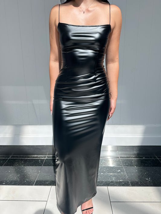 Attractive In Leather Maxi Dress