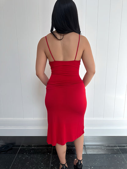 Attractive In Red Slit Dress