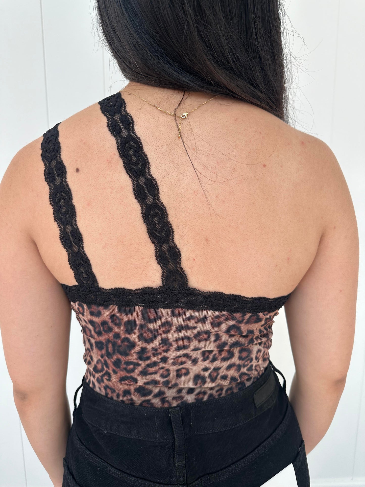 Leopard Moment Mesh Top